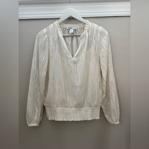 White House Black Market Outlet Textured Metallic Blouse